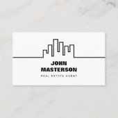 QR Code Simple White & Black Real Estate Agent 名刺 (正面)