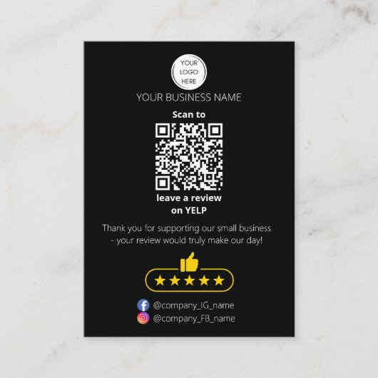 QR code small business review GOOGLE and YELP  名刺 (正面)