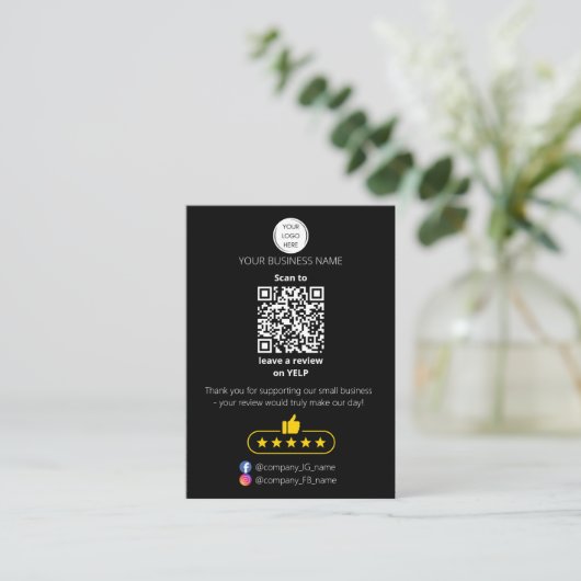 QR code small business review GOOGLE and YELP  名刺 (スタンド正面)