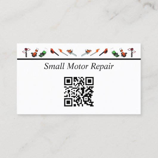 QR Code Small Engine Repair Custom Business Cards 名刺 (裏面)