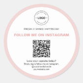 QR Code Social Media Bakery Business Logo ラウンドシール (正面)