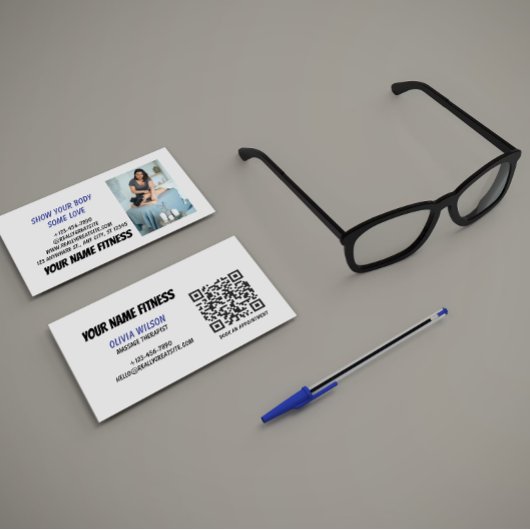 QR Code Social Media Modern Business Card 名刺
