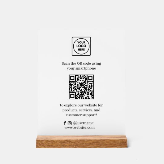 QR Code Social Media | Scan Me Custom Business  アクリルサイン (正面)