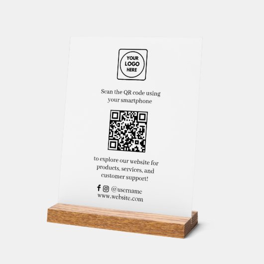 QR Code Social Media | Scan Me Custom Business  アクリルサイン (傾斜)