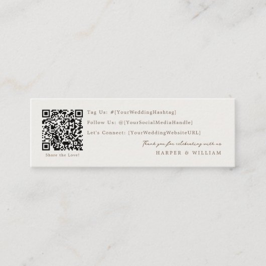 qr code social media wedding card スキニー名刺 (正面)