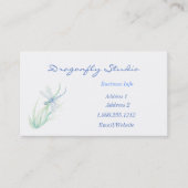 QR Code Soft Watercolor Blue Green Dragonfly 名刺 (正面)