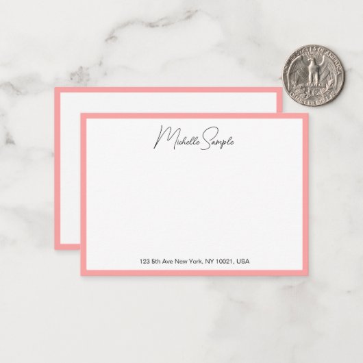 QR Code Stylish Modern Handwritten Script Name ノートカード (正面/裏面インサイチュ)