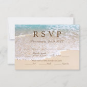 QR Code Summer Ocean Waves Tropical Beach Wedding 出欠カード (正面)
