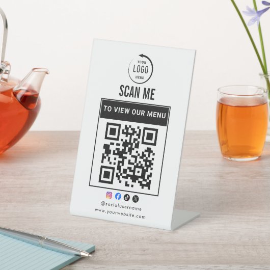 QR Code Tabletop Sign | Digital Menu pedestal sign 台座サイン (インサイチュ)
