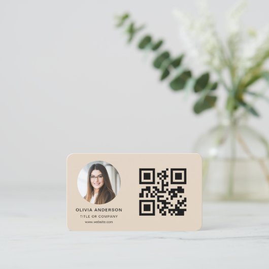 QR Code Taupe Photo  名刺 (スタンド正面)