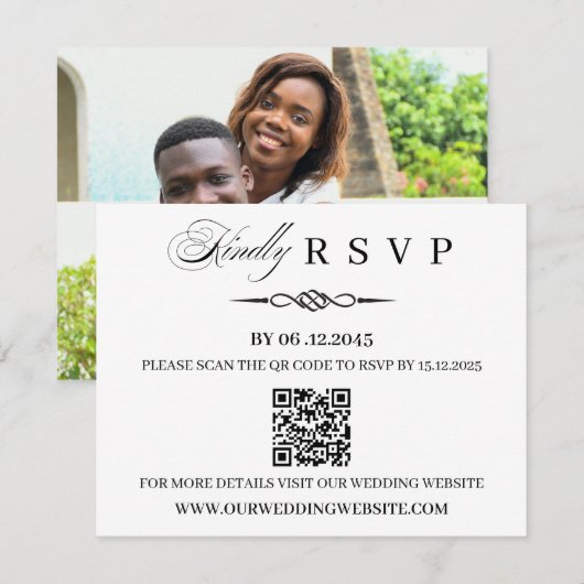  QR Code Template Celtic Knot Wedding RSVP Card (正面/裏面)