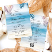 QR Code Tropical Palm Beach All in One Wedding 招待状