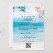 QR Code Tropical Palm Beach All in One Wedding 招待状 (裏面)