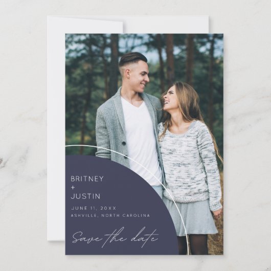 QR Code Two Photo Modern Wedding  セーブザデート (正面)