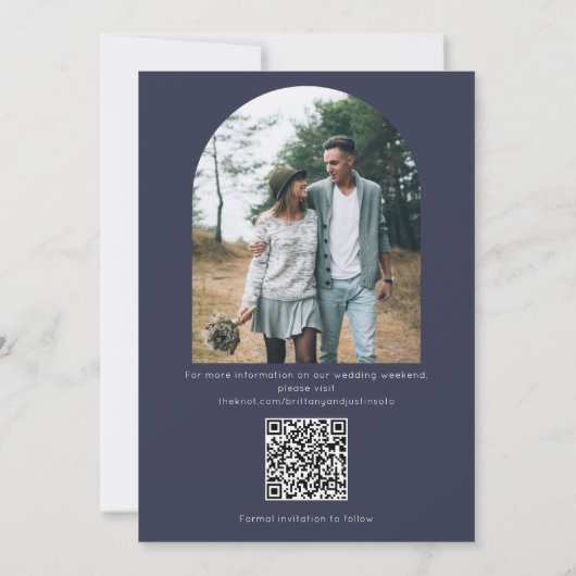 QR Code Two Photo Modern Wedding  セーブザデート (裏面)