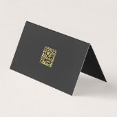 QR Code Typography Gold Text Script Black Folded 名刺 (裏面)