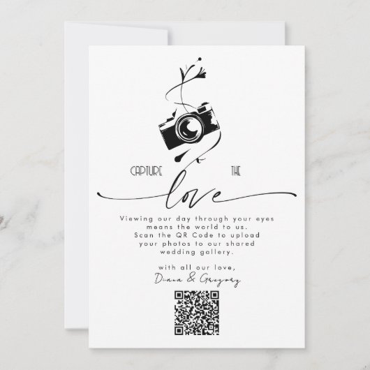 QR Code Upload Capture the Love Wedding Table Sign (正面)