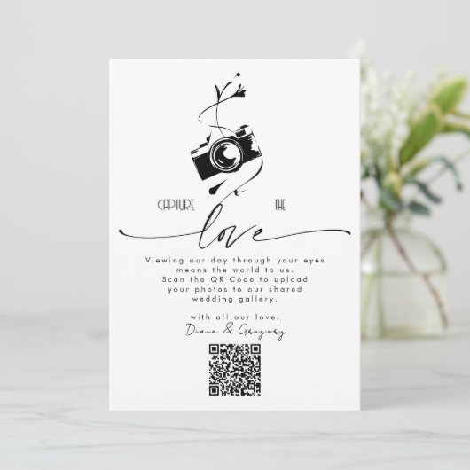 QR Code Upload Capture the Love Wedding Table Sign (スタンド正面)
