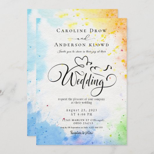 QR Code Video Wedding Invitation 招待状 (正面/裏面)