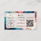 Qr Code watercolor and iridescent blush Pink 名刺 (裏面)