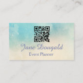 QR Code Watercolor Pastel Blues Pink  Custom  名刺 (裏面)