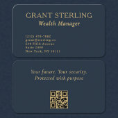 QR Code Wealth Manager Navy Blue Gold  名刺