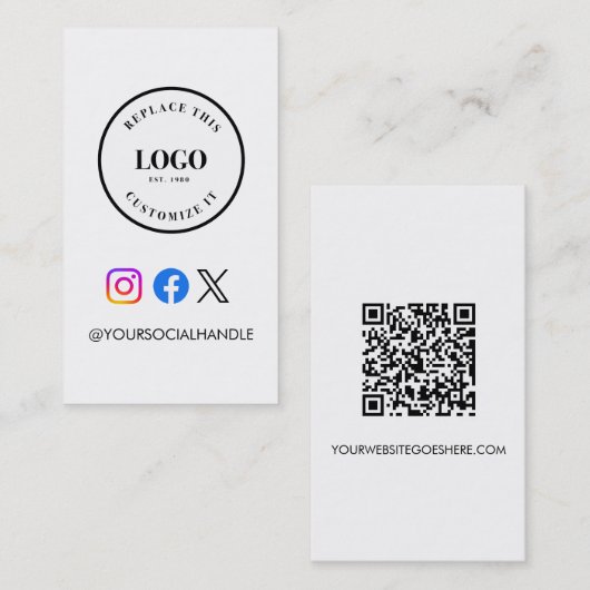 QR code website Custom logo Business Social Media  名刺 (正面/裏面)