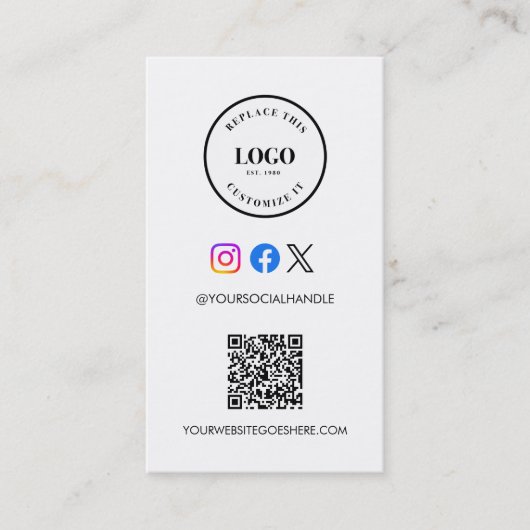 QR code website Custom logo Business Social Media 名刺 (正面)