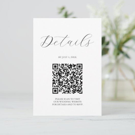 QR code Wedding Details Moss Green 出欠カード (スタンド正面)