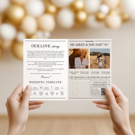 QR Code Wedding Details Newspaper Wedding 招待状