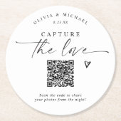 QR Code Wedding Modern Elegant Photo Sharing ラウンドペーパーコースター (正面)
