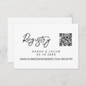 QR code wedding registry Modern script custom エンクロージャーカード (正面/裏面)