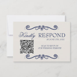 QR Code Wedding RSVP Card | Elegant Boho Old Money
