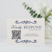 QR Code Wedding RSVP Card | Elegant Boho Old Money (スタンド正面)