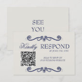 QR Code Wedding RSVP Card | Elegant Boho Old Money (正面/裏面)