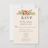 QR Code Wedding Vintage Heirloom Garden 出欠カード (正面)