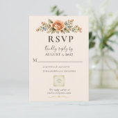 QR Code Wedding Vintage Heirloom Garden 出欠カード (スタンド正面)