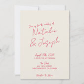 QR Code Whimsical Hand-Written Fun Retro Wedding 招待状 (正面)