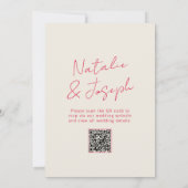 QR Code Whimsical Hand-Written Fun Retro Wedding 招待状 (裏面)