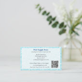 QR Code White Blue Swimming Pool Contractor 名刺 (スタンド正面)