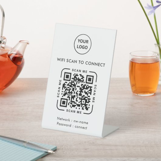 QR Code Wifi | Business Logo Scan to Connect 台座サイン (インサイチュ)
