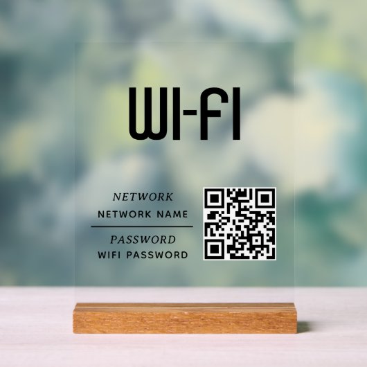 QR Code Wifi Network Name & Password  アクリルサイン (ニュートラル)