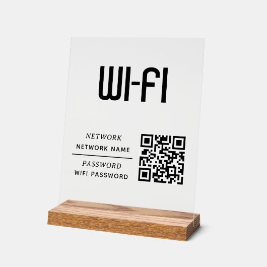 QR Code Wifi Network Name & Password  アクリルサイン (傾斜)