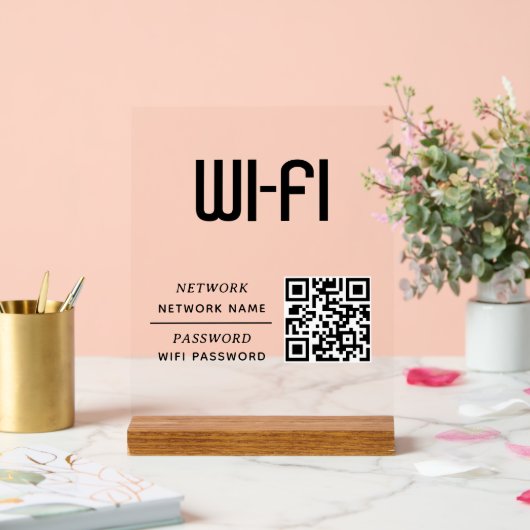 QR Code Wifi Network Name & Password  アクリルサイン (ウェディング)