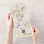 QR Code Wildflower Photo Wedding オールインワン招待状 (貼ってはがせる)