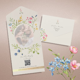 QR Code Wildflower Photo Wedding オールインワン招待状