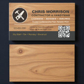 QR Code Wood Contractor Handyman Tools Logo 名刺