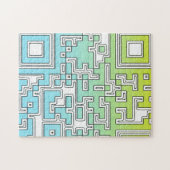 QR Code - Yellow Aqua Jigsaw Puzzle ジグソーパズル (横)