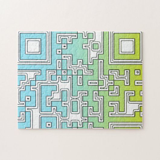 QR Code - Yellow Aqua Jigsaw Puzzle ジグソーパズル (横)
