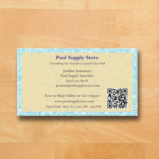 QR Code Yellow Blue Swimming Pool Contractor   名刺